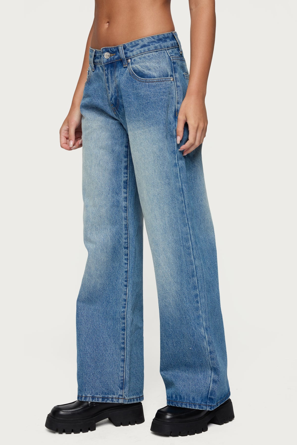 Magda Acid Wash Low Rise Baggy Jeans
