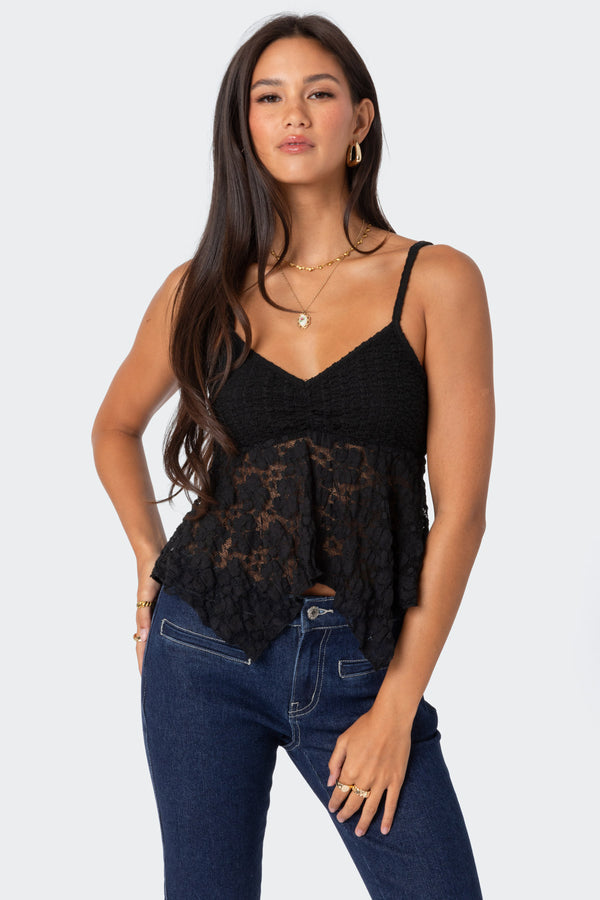 Orchid Sheer Lace Top view 1
