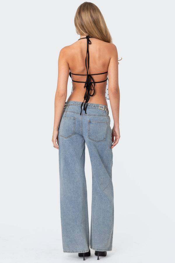 Sheer Sequin Backless Top view 2