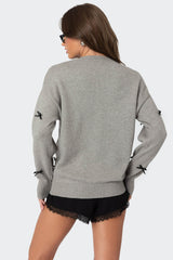 Satin Effect Bow Oversized Sweater