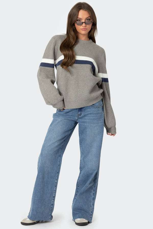Nautical Striped Oversized Sweater view 2