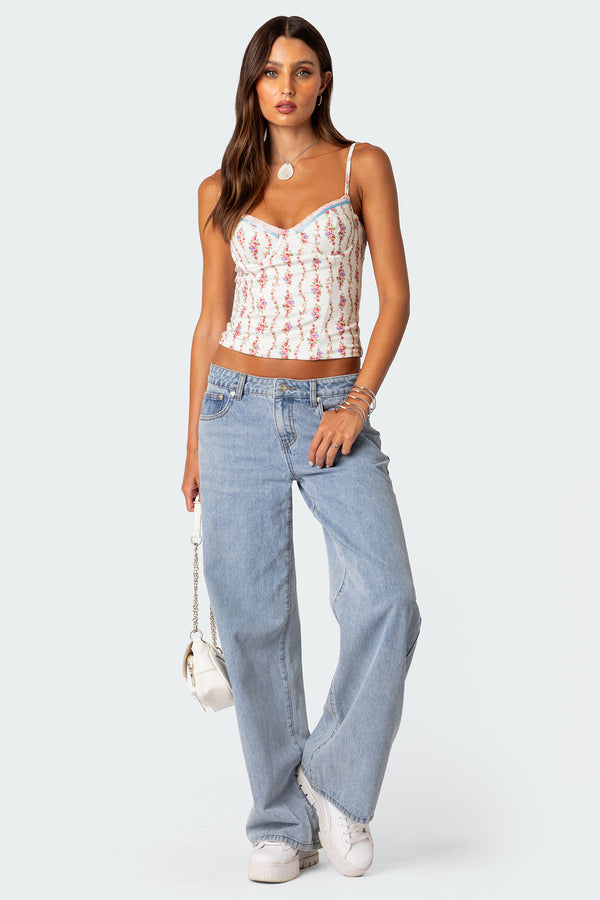 Indira Printed Cupped Lace Up Corset view 2