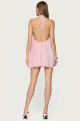 Emeline Backless Halter Mini Dress