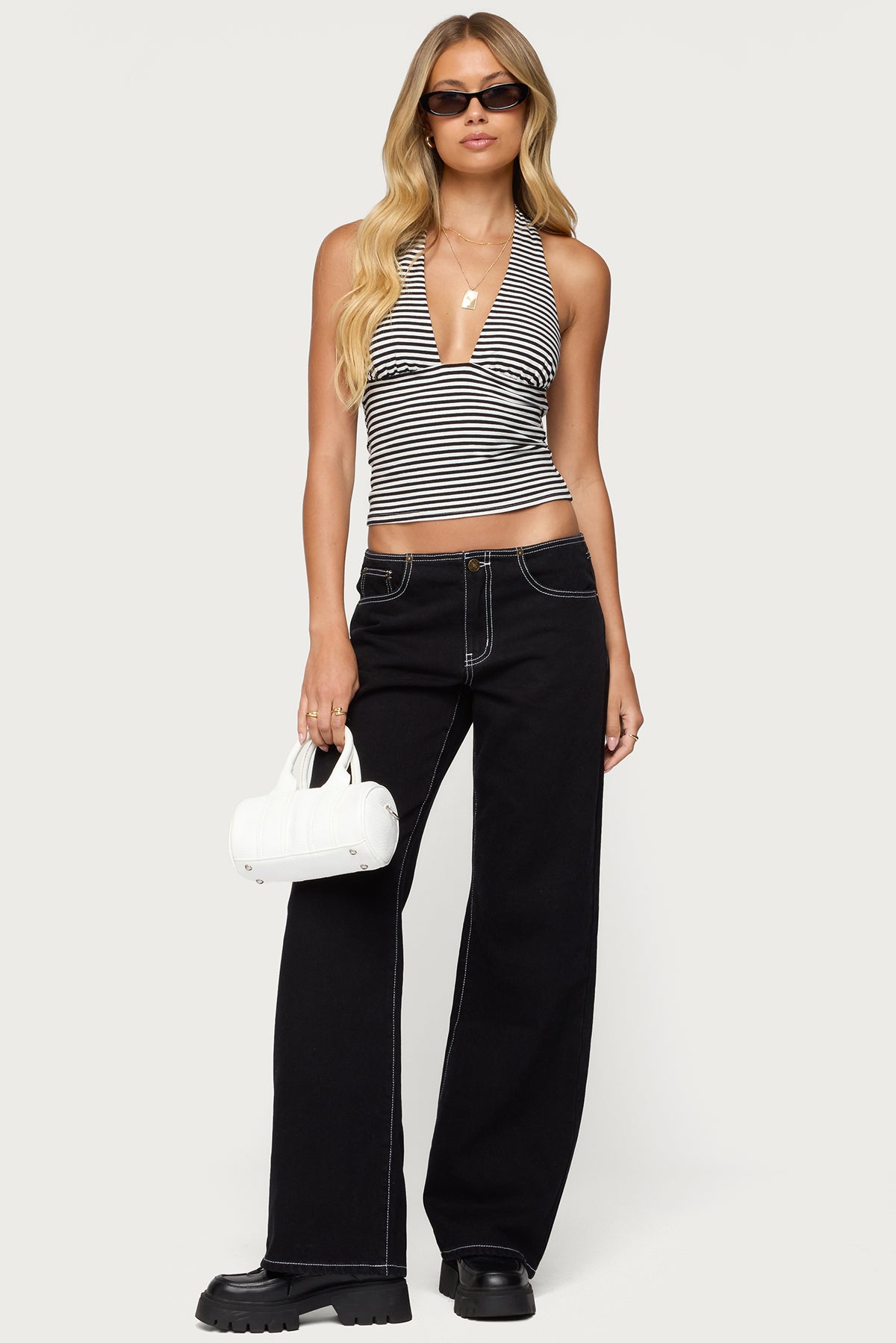 Sage Striped Halter Top