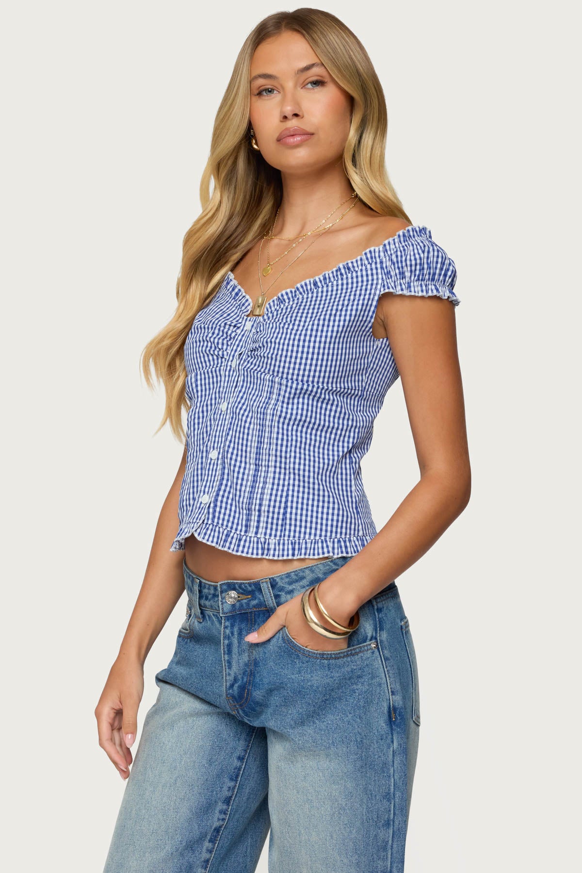 Dorothie Gingham Button Up Top