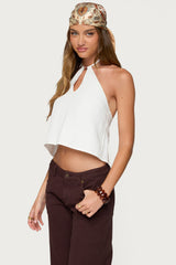 Oliviana Linen Look Halter Top