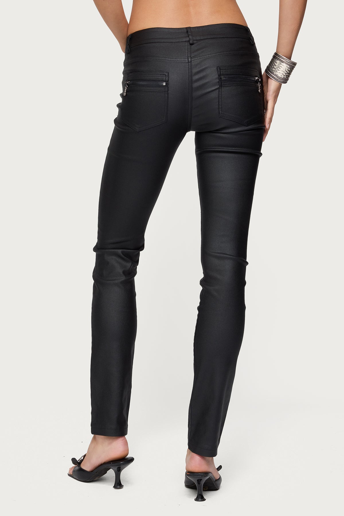 Kaede Faux Leather Low Rise Skinny Jeans