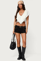 Deena Ruffled V Neck Top