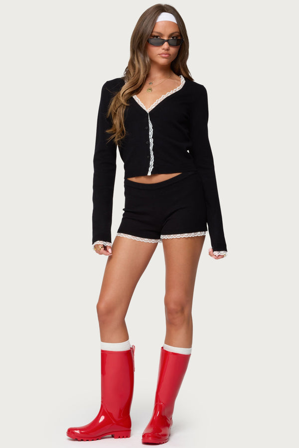 Sansa Lacey Knit Micro Shorts view 1