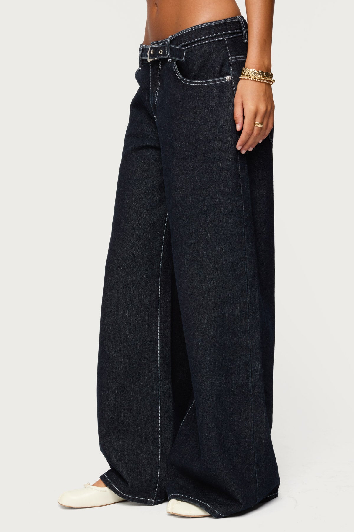 Karah Belt Low Rise Baggy Jeans