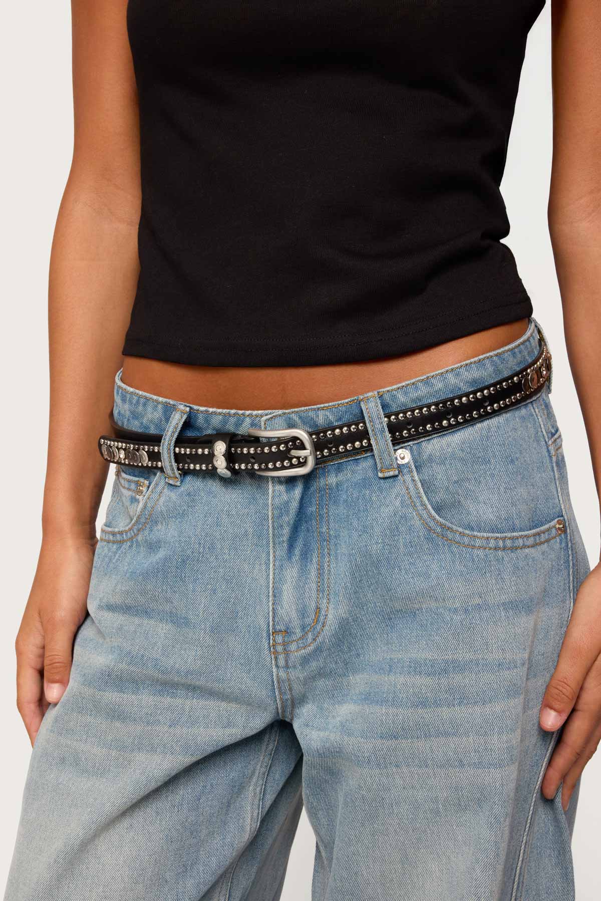 Get Studded Faux Leather Belt