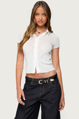 Geena Semi Sheer Button Up Shirt
