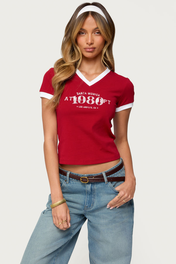 Santa Monica V Neck T Shirt view 1