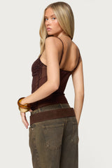 Azelia Beaded Sheer Mesh Top