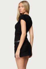 Oliana Ribbed Boat Neck T Shirt