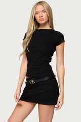 Oliana Ribbed Boat Neck T Shirt