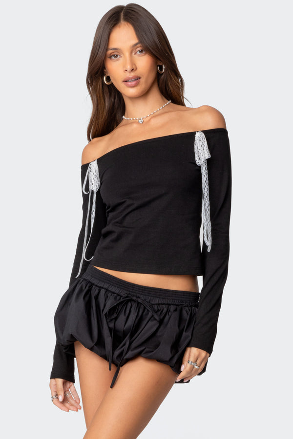Lace Bow Off Shoulder Top view 1