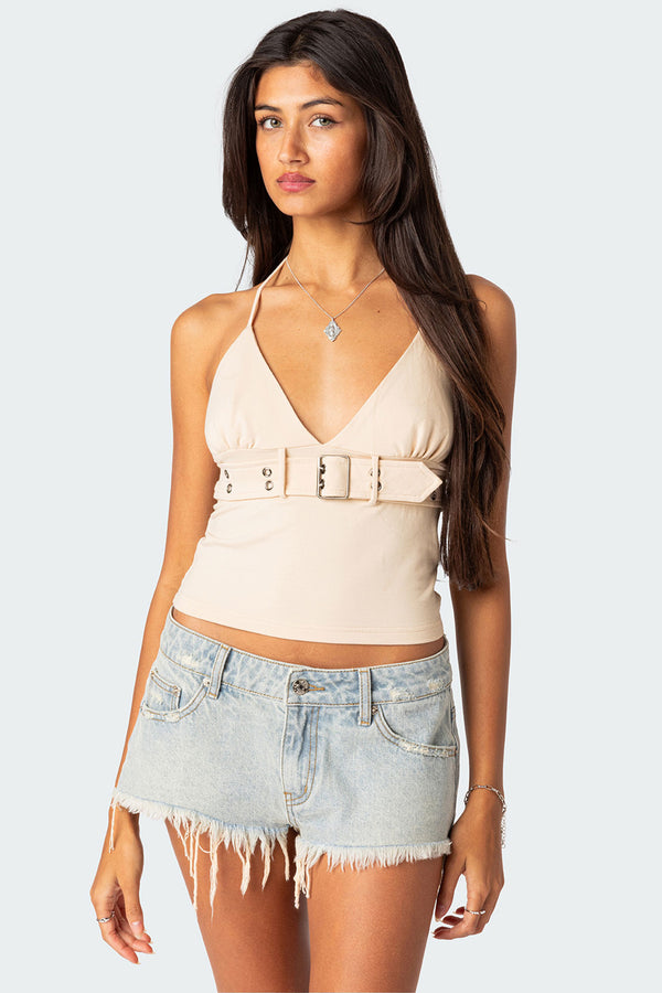 Birdie Buckle Belted Top view 1