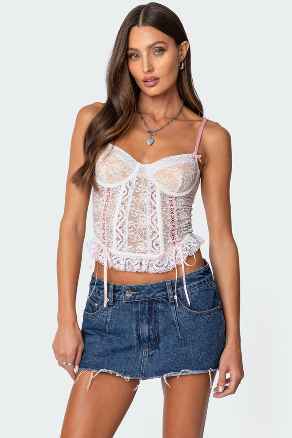 Nicolette Sheer Lace Corset view 1