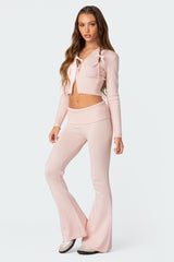 Desiree Knitted Low Rise Fold Over Pants