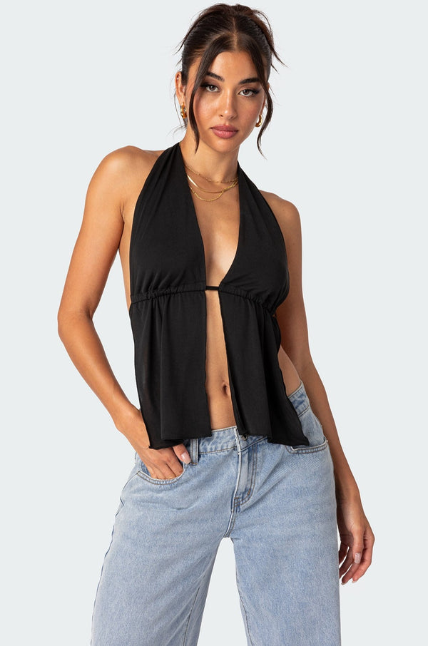 Split Front Halter Top view 1