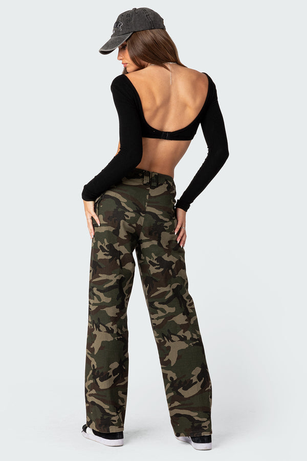 Sydney Ribbed Open Back Crop Top view 2
