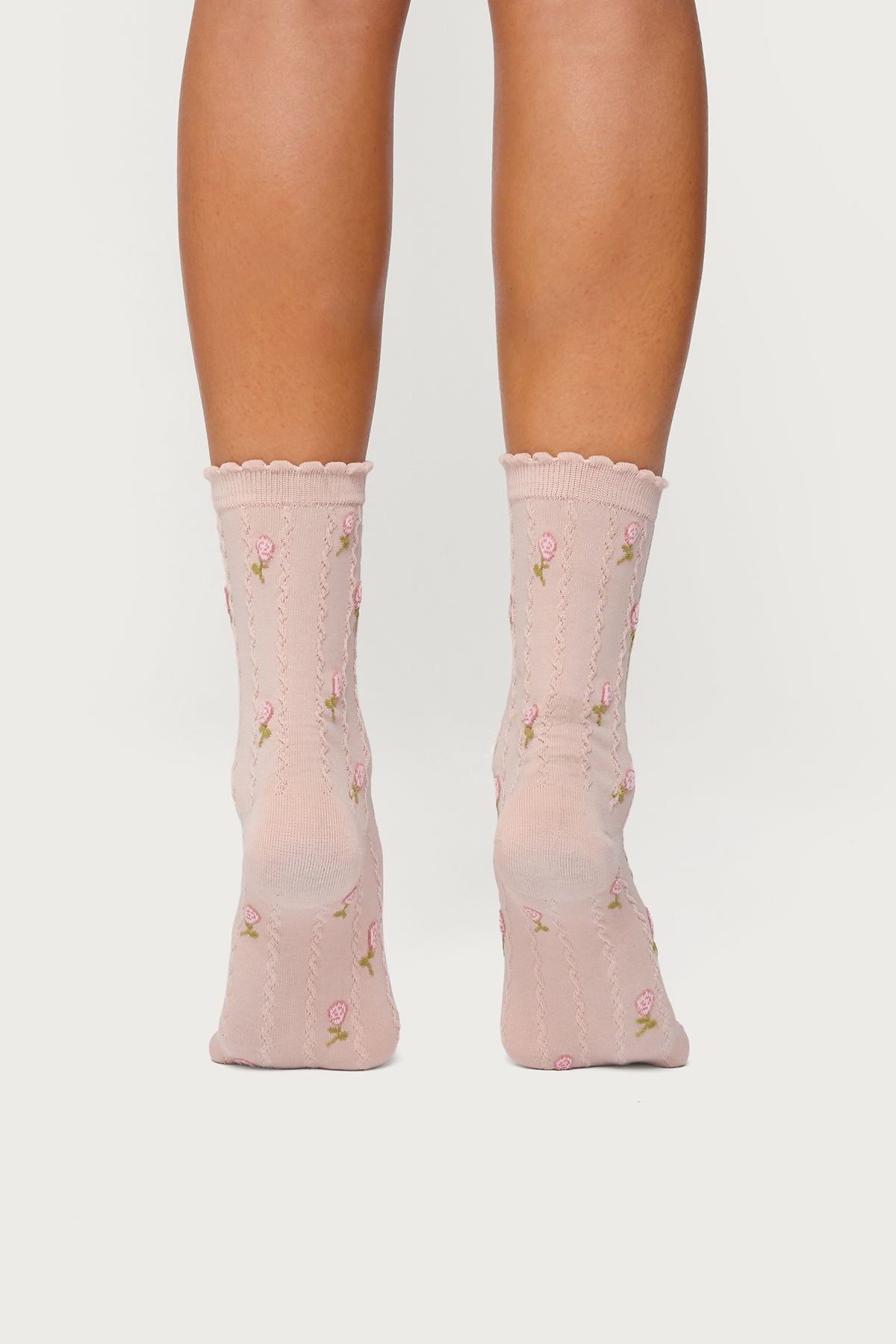 Embroidered Rose Socks