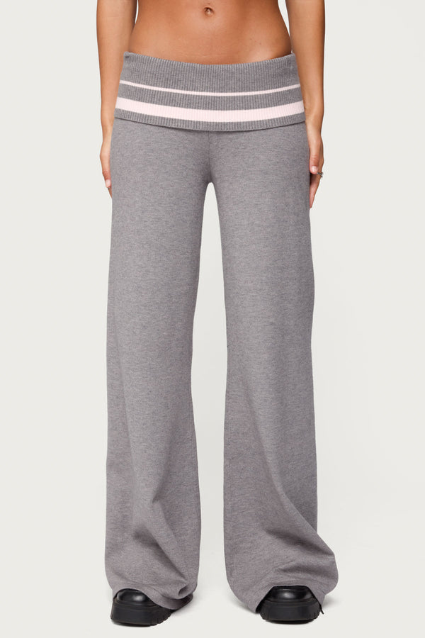 Kaliya Stripey Foldover Knit Pants view 2