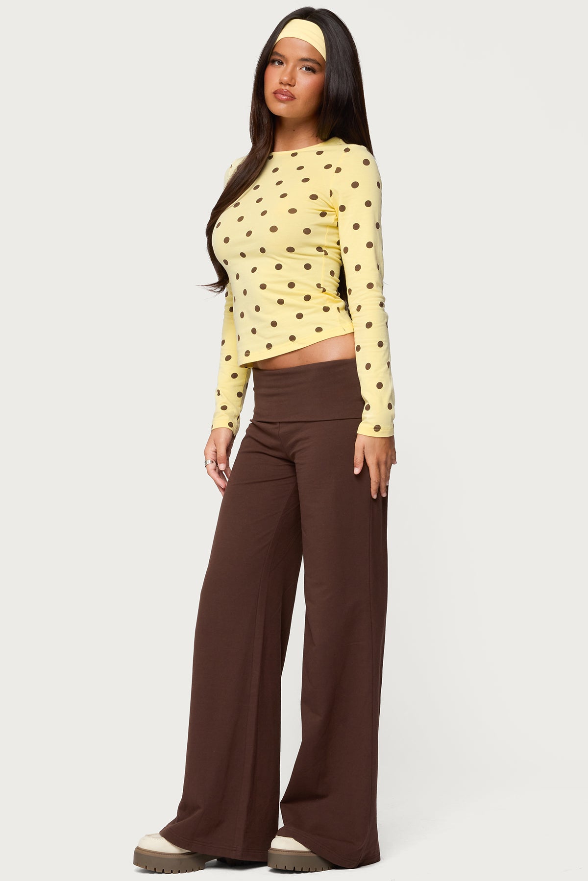 Wide Leg Foldover Pants