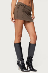 Studded Tie Belt Mini Skort