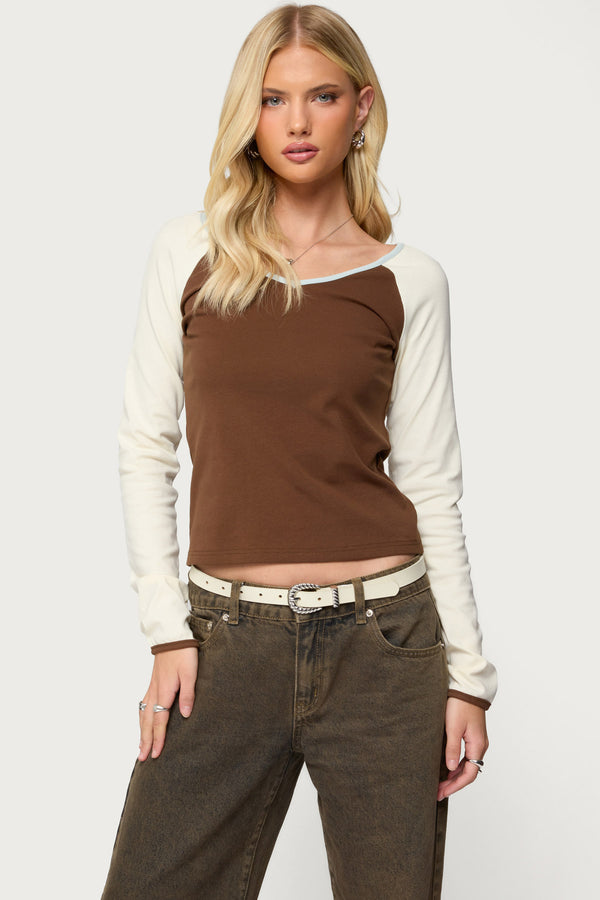 Ronie Contrast Raglan Top view 1