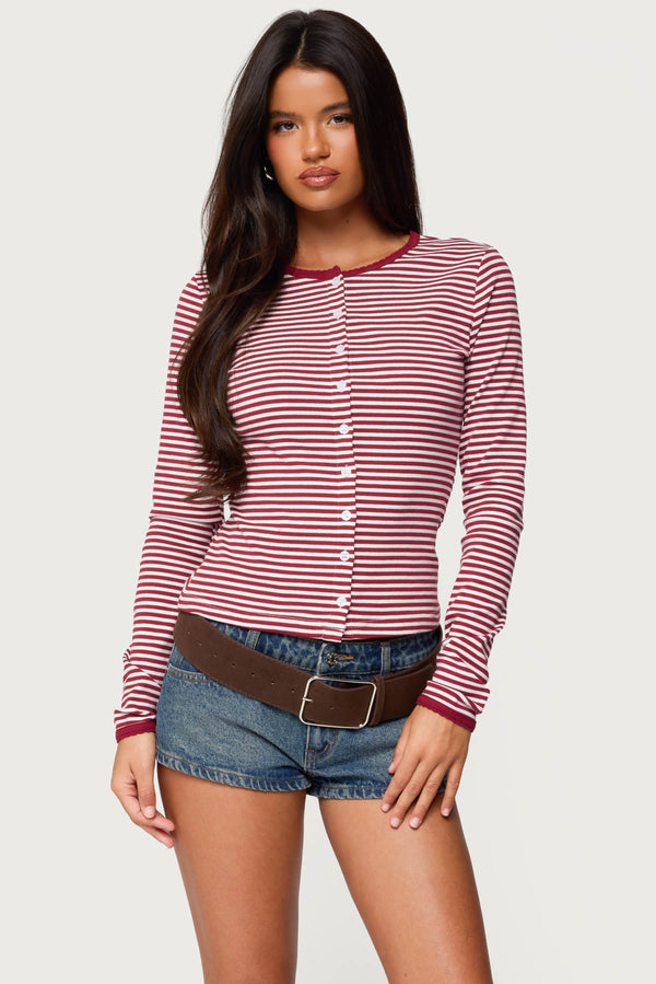 Rayla Striped Button Up Top view 1