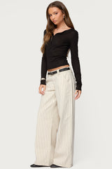 Cory Striped Low Rise Baggy Jeans
