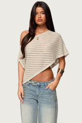 Loma Asymmetric Off Shoulder Knit Poncho