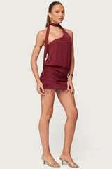 Danit One Shoulder Fringed Mini Dress
