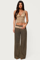 Araura Lace Velvet Floral Top
