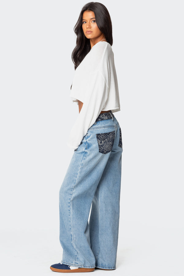 Bandana Bliss Low Rise Baggy Jeans view 1
