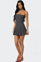 Pleated Drop Waist Mini Dress