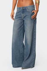 Vyxen Vintage Washed Low Rise Baggy Jeans