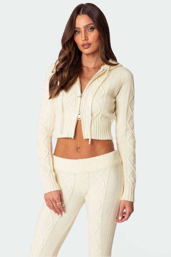 Ray Cable Knit Hooded Cardigan view 1