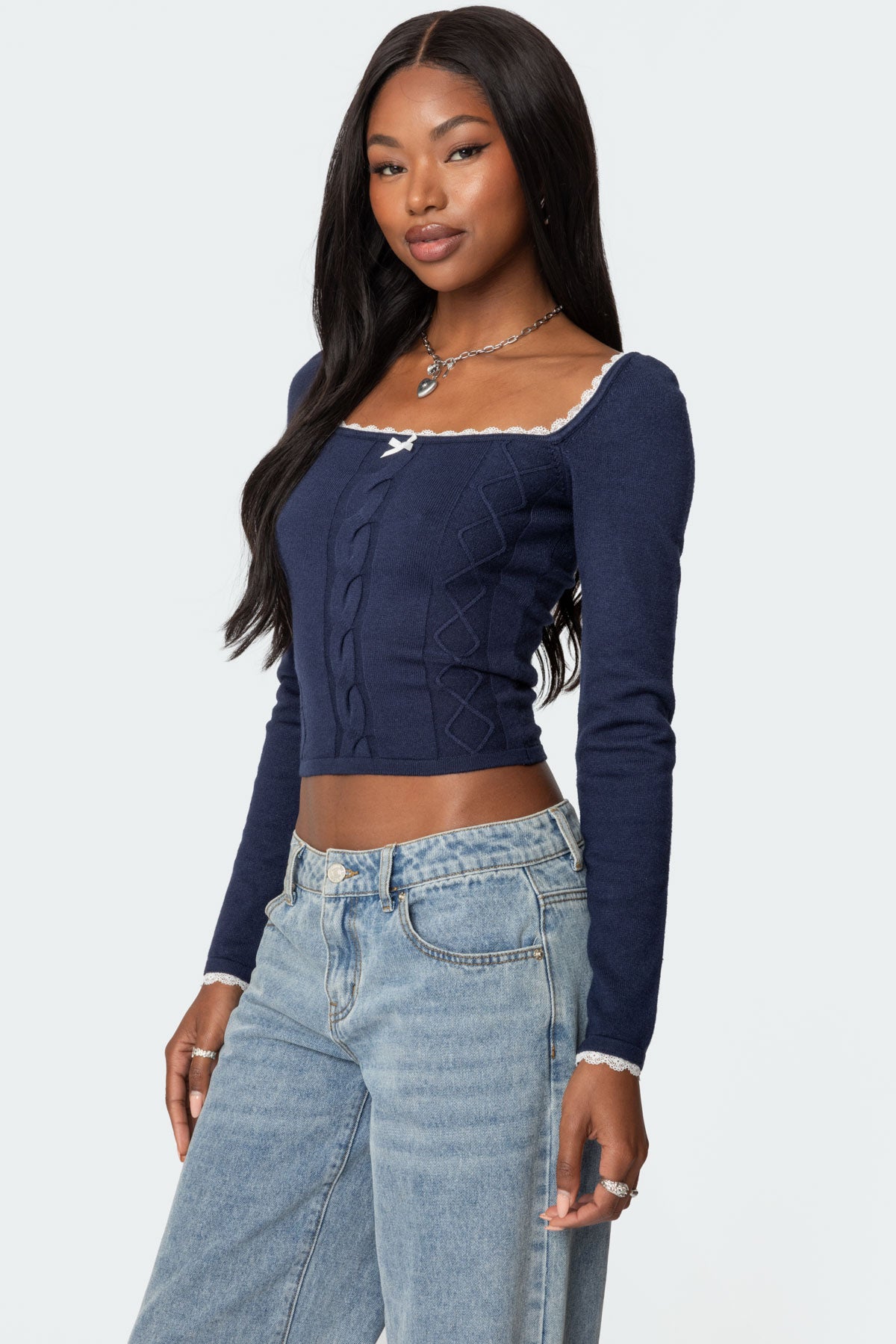 Ansley Lacey Cable Knit Top