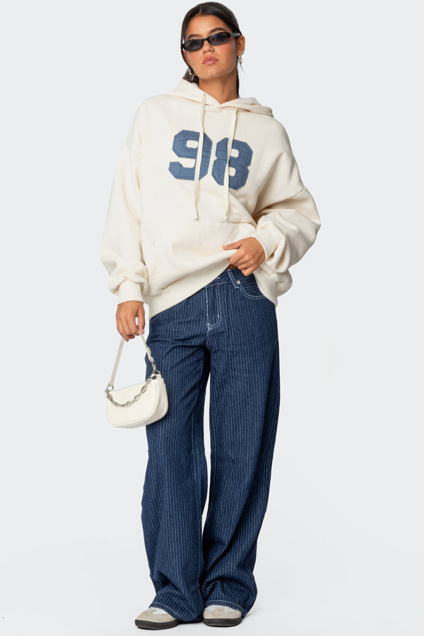 Pinstripe Low Rise Baggy Jeans view 1