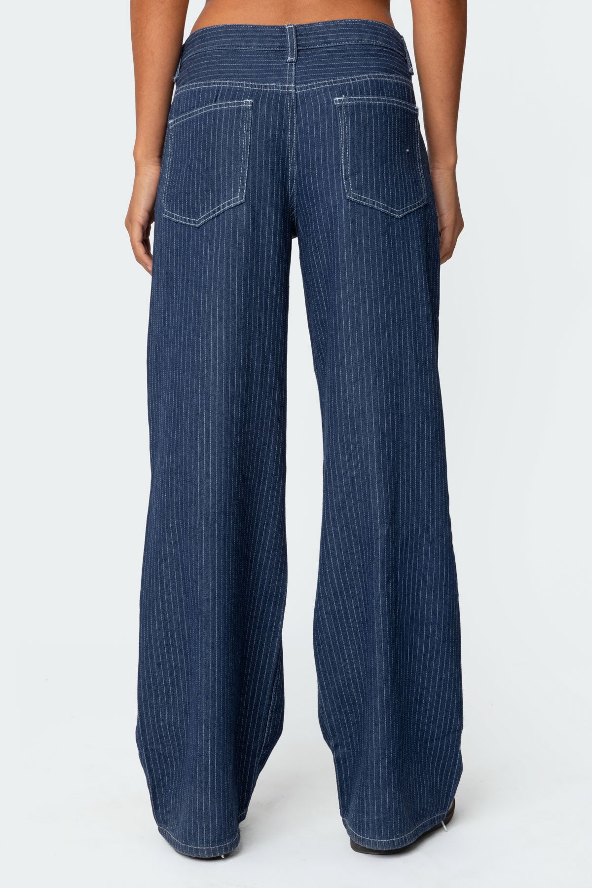 Pinstripe Low Rise Baggy Jeans