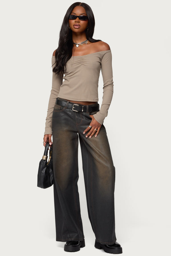 Cambria Ribbed Off Shoulder Top view 2