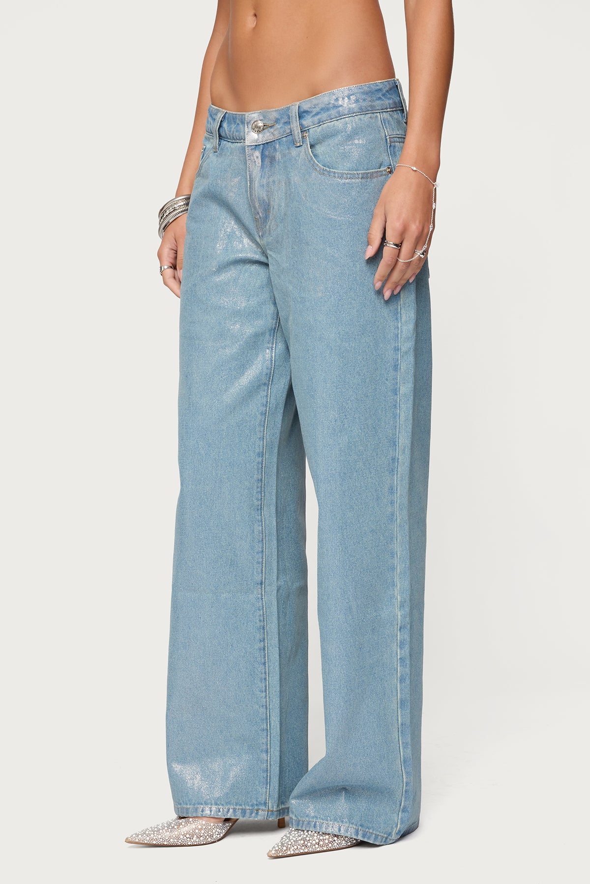 Jenney Shiny Low Rise Baggy Jeans