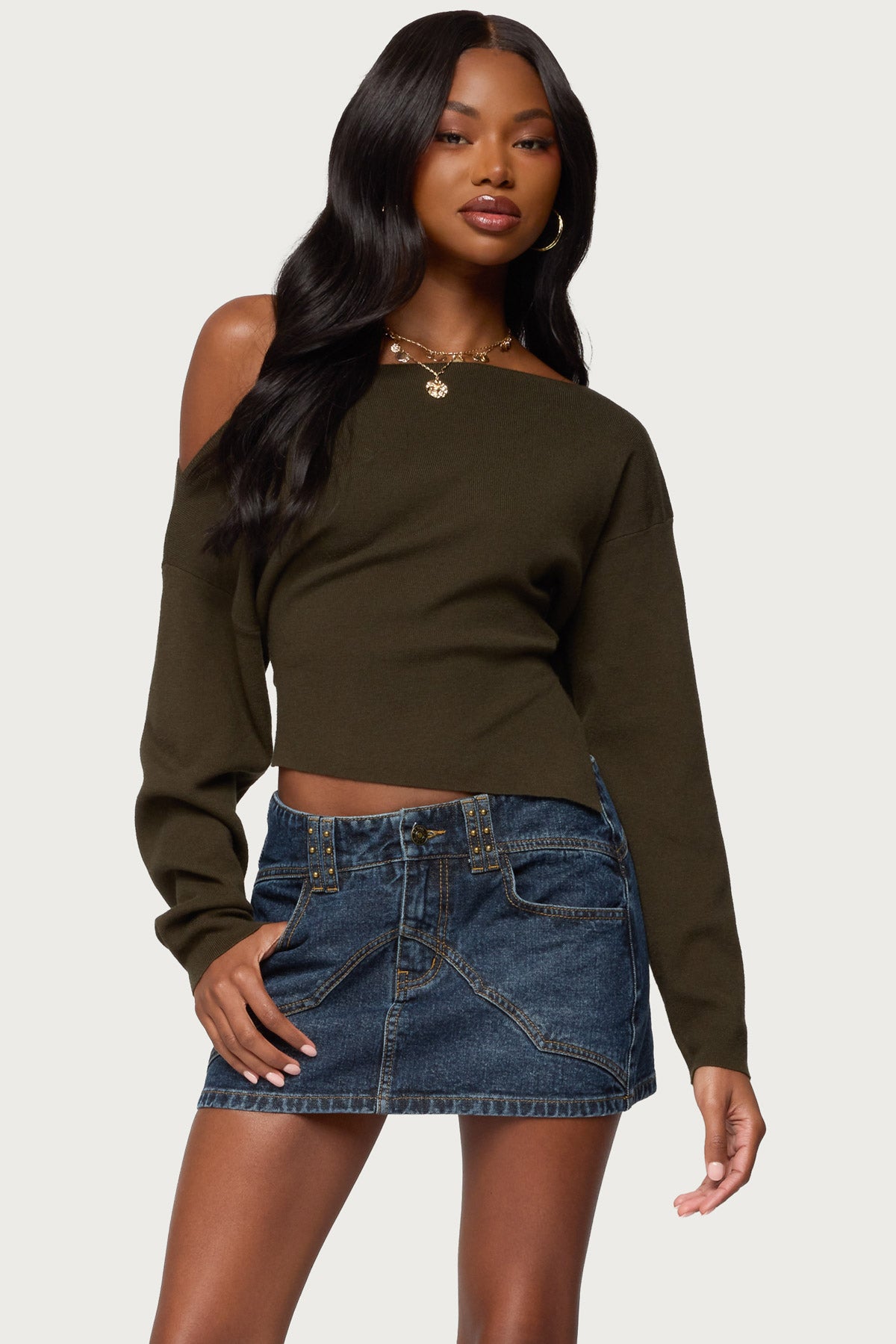 Chenelle Asymmetric Off Shoulder Sweater