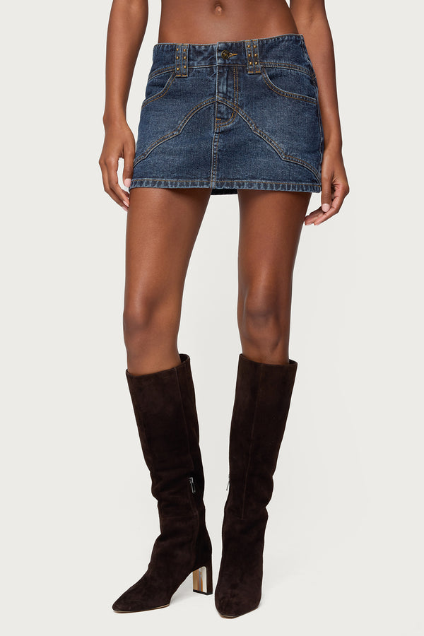Tory Western Denim Mini Skirt view 2