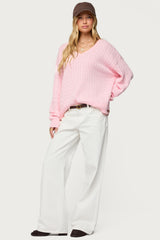 Polly V Neck Cable Knit Sweater