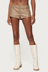 Melaney Faux Leather Micro Shorts