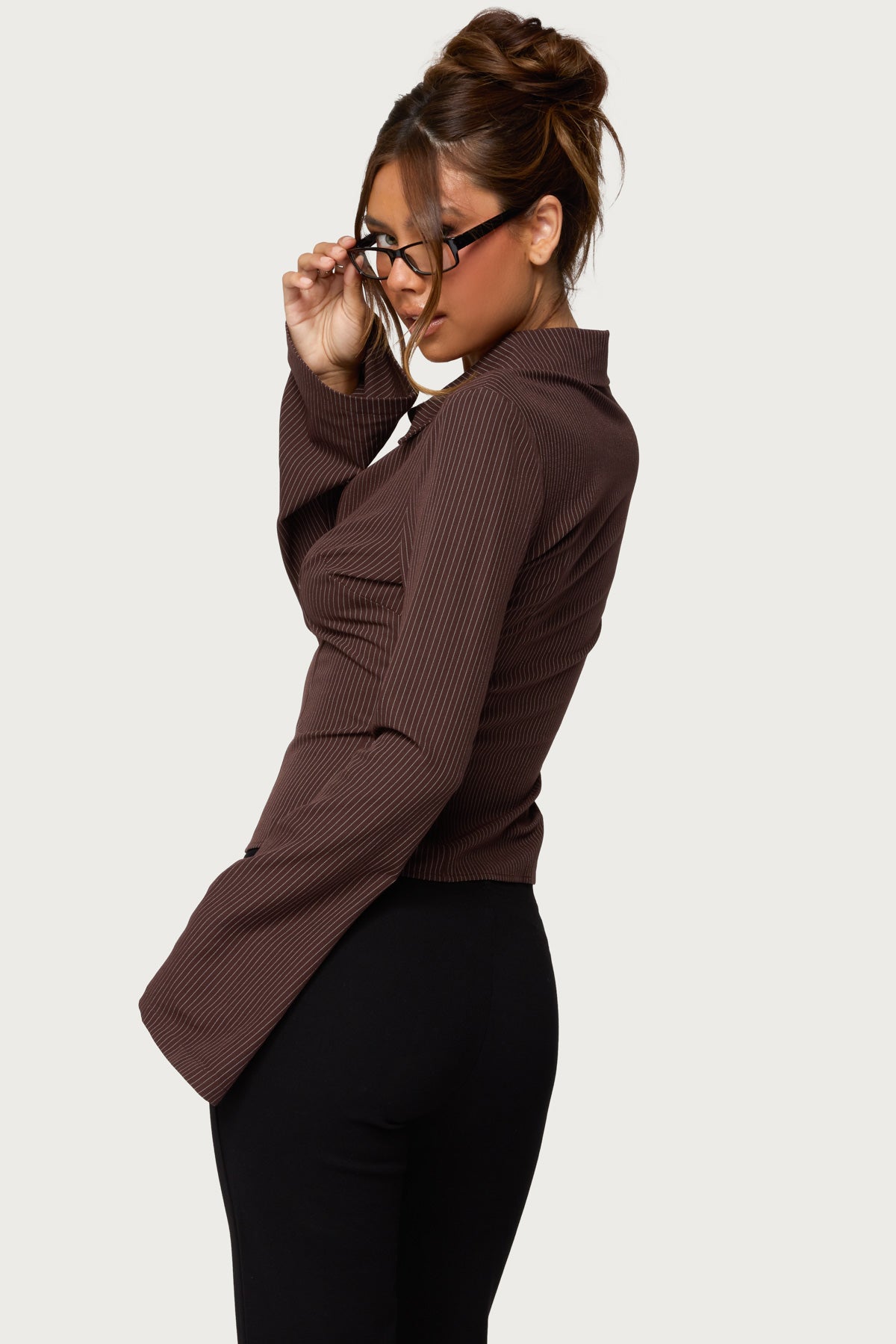 Pinstripe Tailored Button Up Shirt
